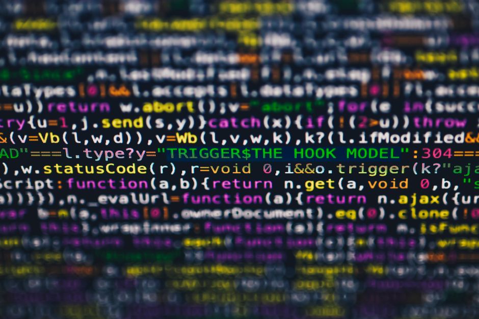 Code de programmation multicolore sur ecran